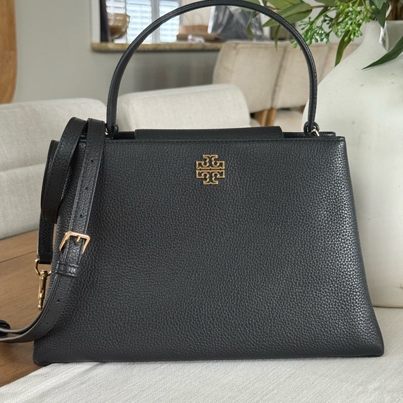 New 900+! Tory Burch BRITTEN leather SMOOTH SATCHEL & Matching Wallet black - Picture 13 of 13
